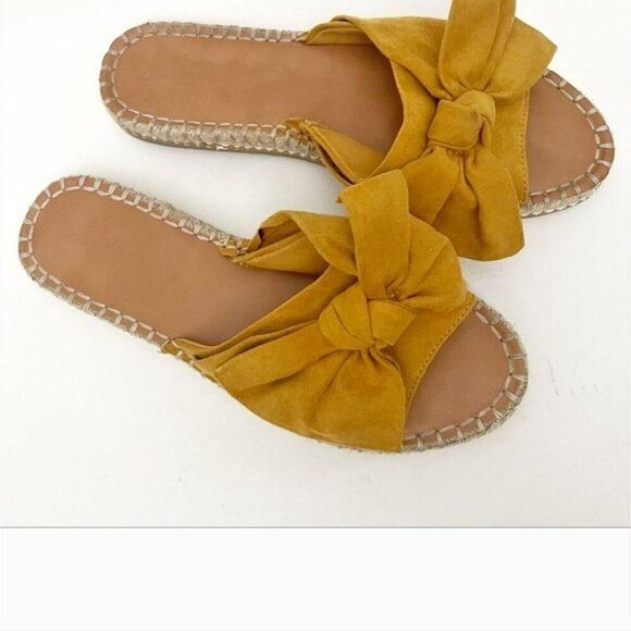 Universal Thread Mustard Bow Espadrille Slides Size 11 NWOB - Picture 2 of 6